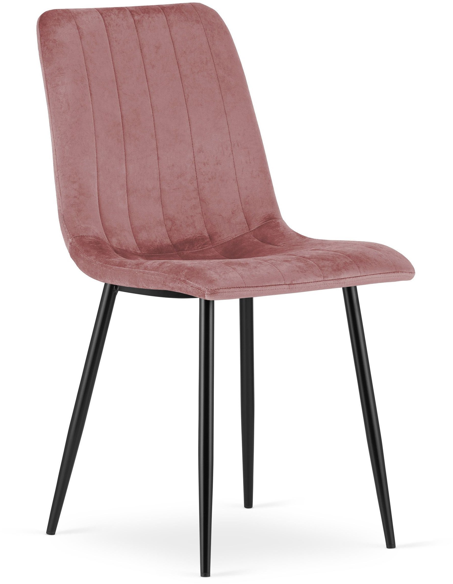 Krzesło różowe aksamit welurowe LAVA czarne nogi do jadalni kuchni