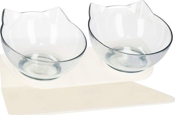 Springos Podwójna miska dla psa i kota z podstawką antypoślizgową