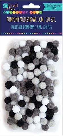 DP Craft Pompony poliestrowe DPCRRAFT 1cm mix biało-czarny 120szt. Dalprint
