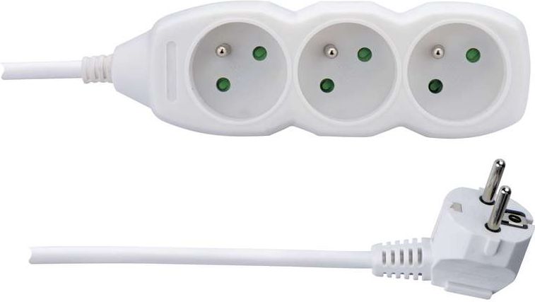 Emos Przedłużacz z uziemieniem 3 gniazda 1,5m biały (P0311)