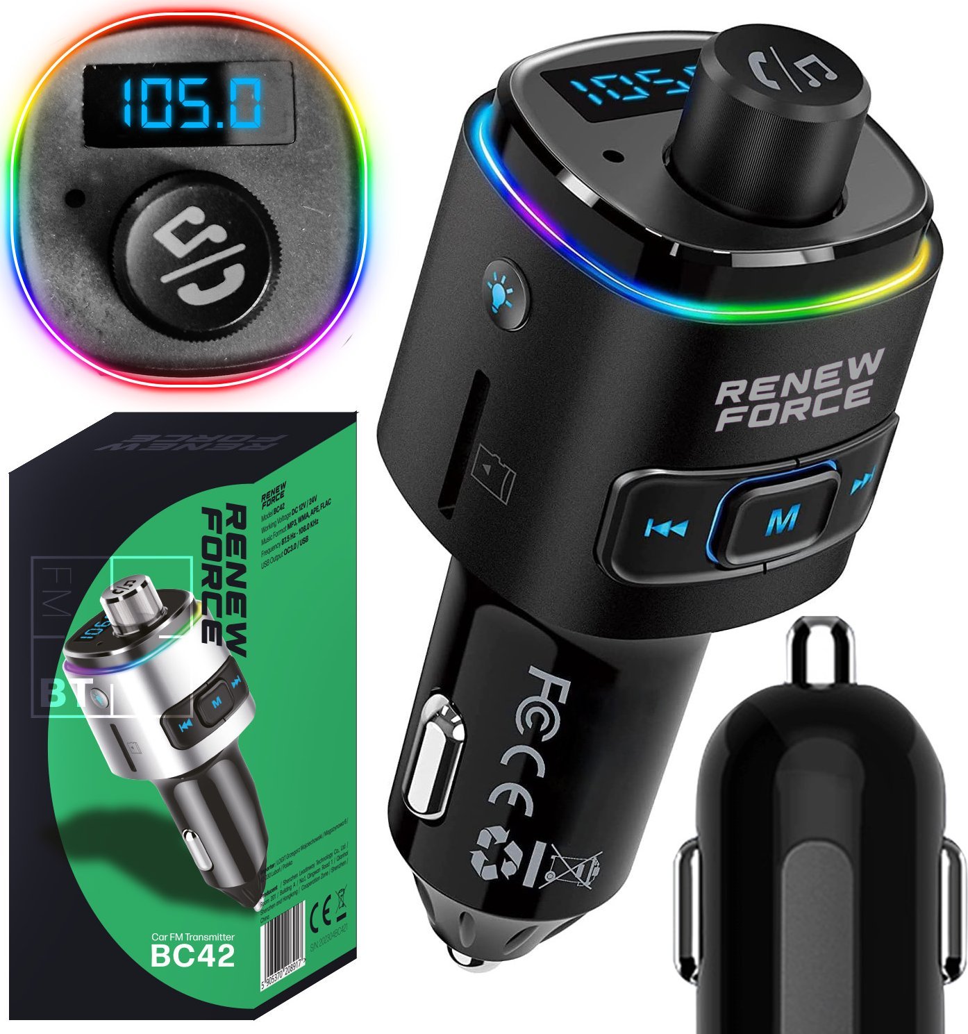 TRANSMITER SAMOCHODOWY BLUETOOTH FM BC42