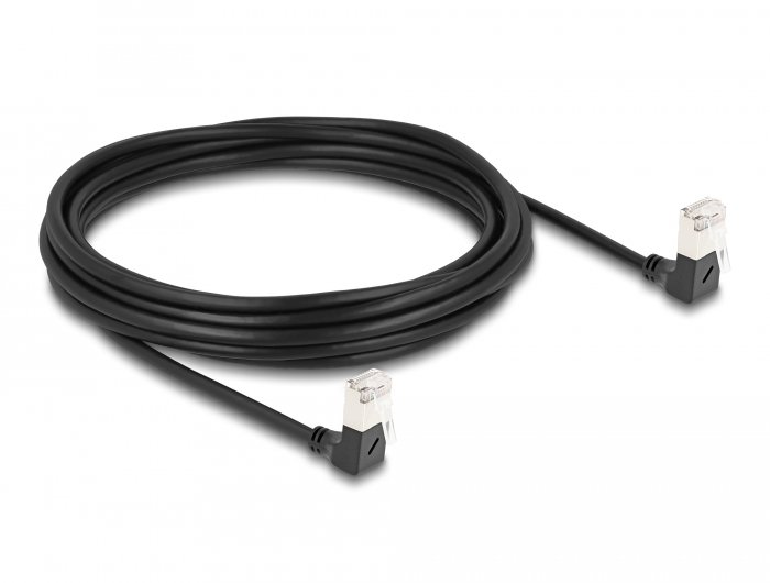 Delock Kabel sieciowy RJ45 Cat.6A S/FTP Slim w dół/w dół pod kątem 90° 5 m czarny