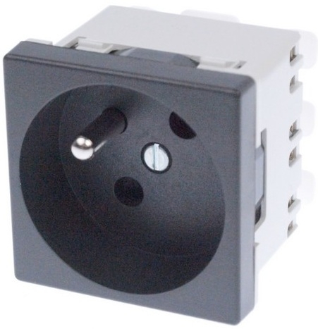 Kontakt-Simon Gniazdo K45 pojedyncze z/u 16A IP20 szary grafit - K22/14