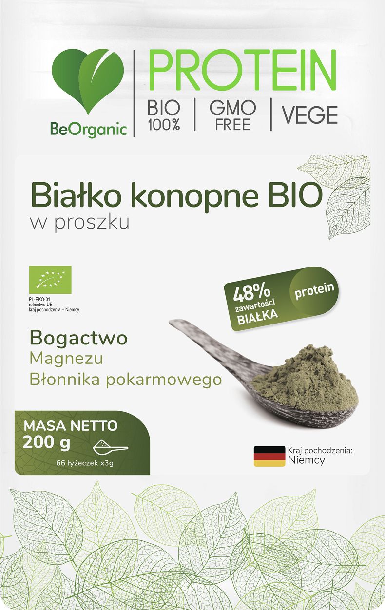 Beorganic Białko Konopne Bio W Proszku 200G Beorganic Magnez Błonnik Pokarmowy