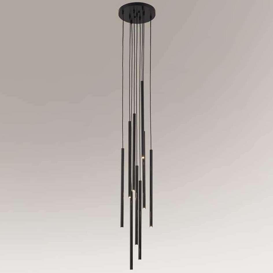 Lampa wisząca Shilo Wisząca LAMPA industrialna KOSAME 7856 Shilo metalowa OPRAWA tuby ZWIS loftowy czarny