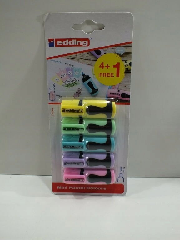 Edding Mini zakreślacz e-7 EDDING, 5 szt., blister, mix kolorów pastelowych
