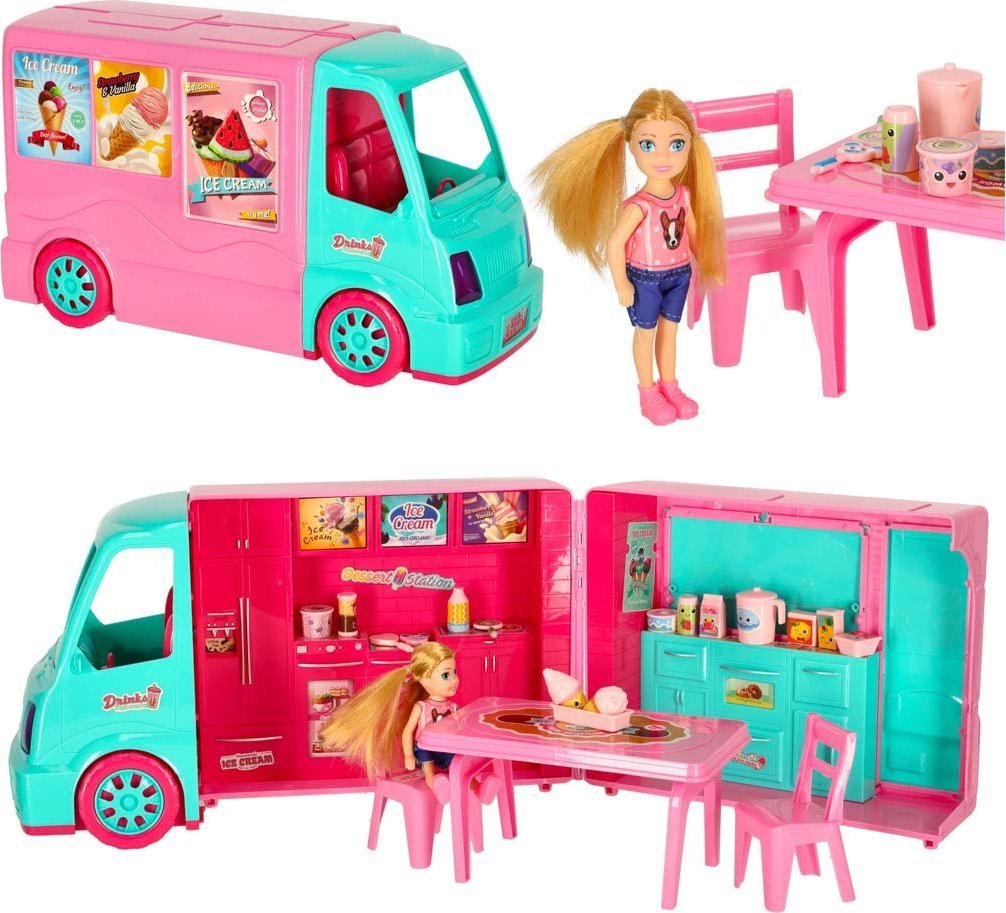 Barbie Samochód dla lalek kamper food truck zestaw 21 el.