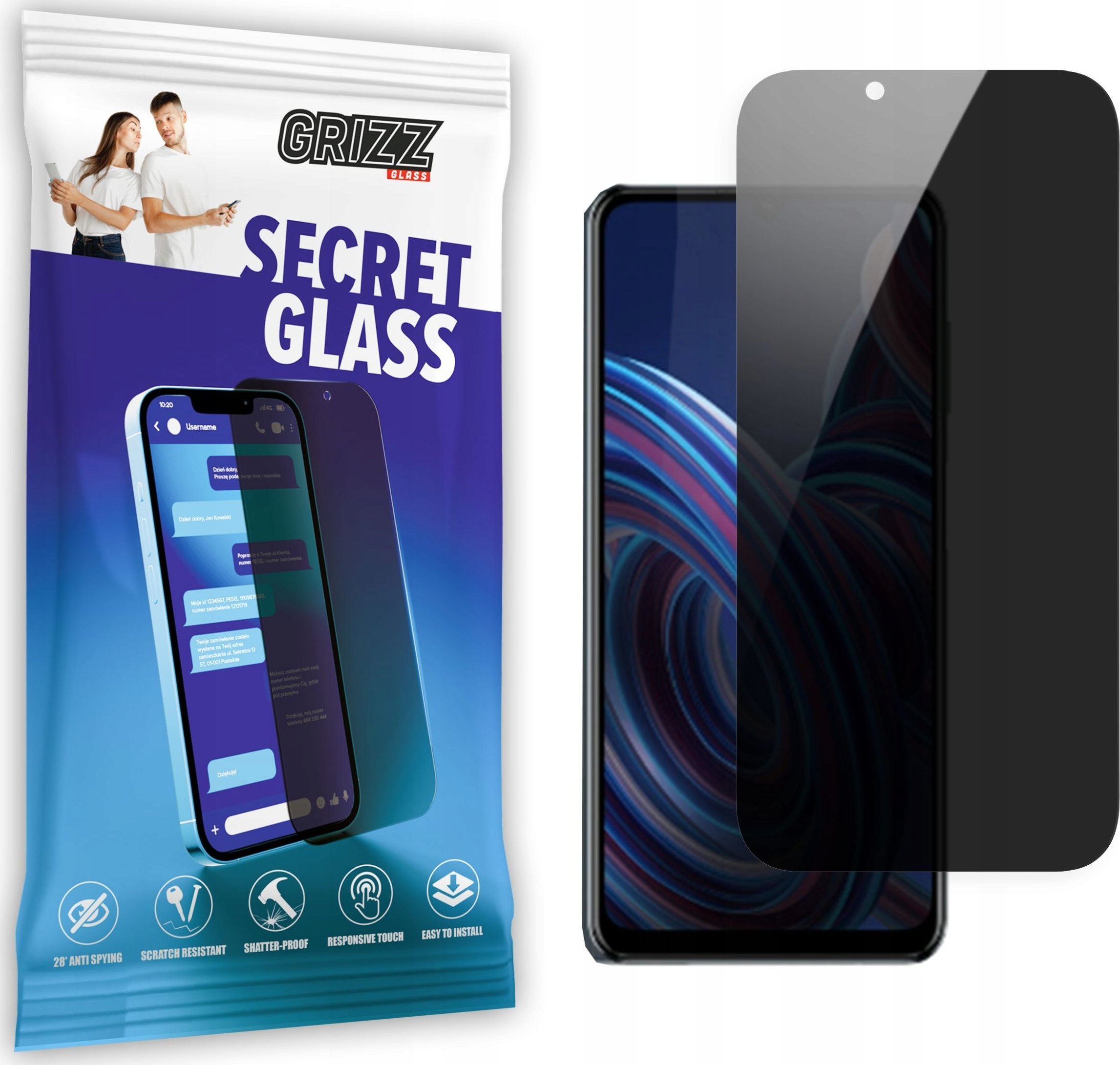GrizzGlass Szkło prywatyzujące GrizzGlass SecretGlass do ZTE Blade A72 5G