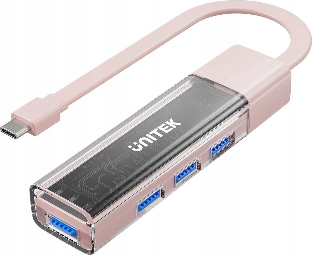 HUB USB Unitek Unitek hub dwukierunkowy USB C/USB A 5Gbps, 4x USB A różowy