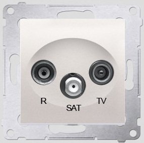 Kontakt-Simon Gniazdo antenowe SIMON54 RTV/SAT przelotowe kremowe - DASP.01/41