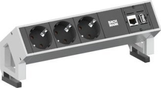 Bachmann BACHMANN DESK2 3x styk uziemiający, 1x CAT6 1x USB3 biały