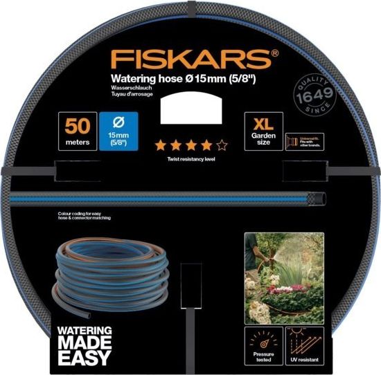 Fiskars wąż do nawadniania o wysokiej odporności na skręcanie Q4, 15mm (5/8'') 50 m (1027099)