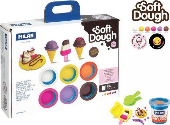 Milan Ciastolina Ice Cream zestaw do tworzenia lodów i gofrów 6 kolorów x 59g 913306ICW MILAN
