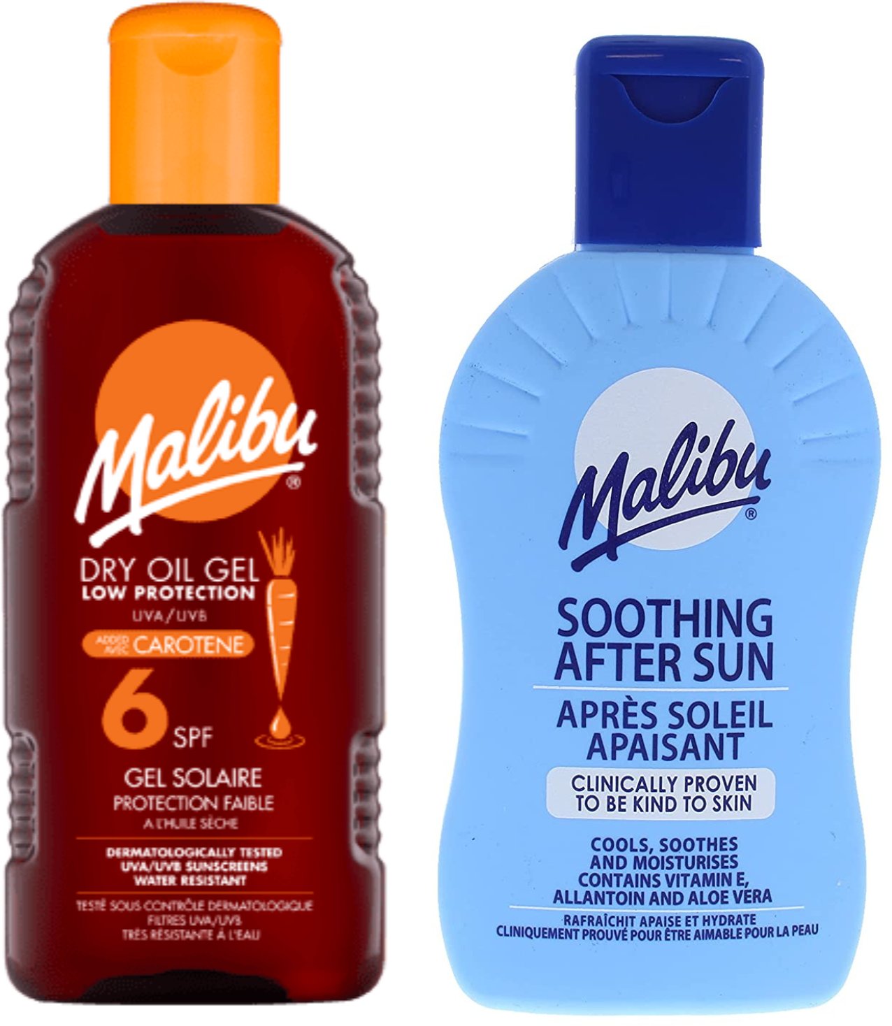 Malibu SPF6 Suchy Olejek Z Karotenem 200ml + Balsam Po Opalaniu 200ml