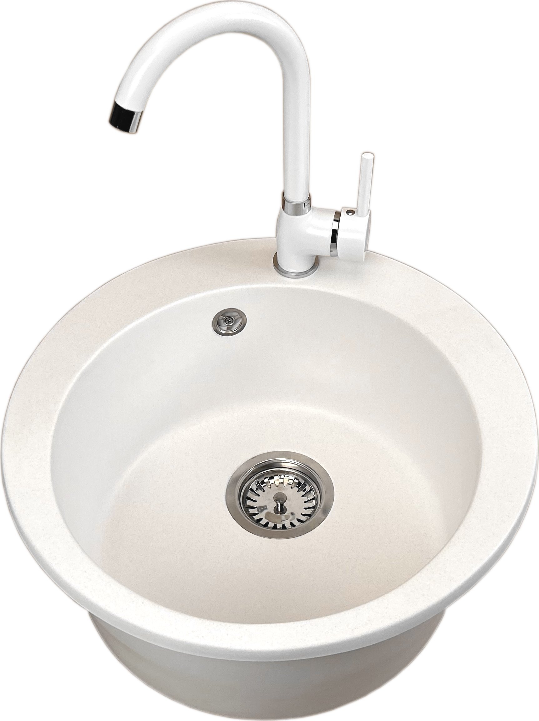 Zlewozmywak PREHNIT Zlewozmywak jednokomorowy VIVA Biały + bateria NOON