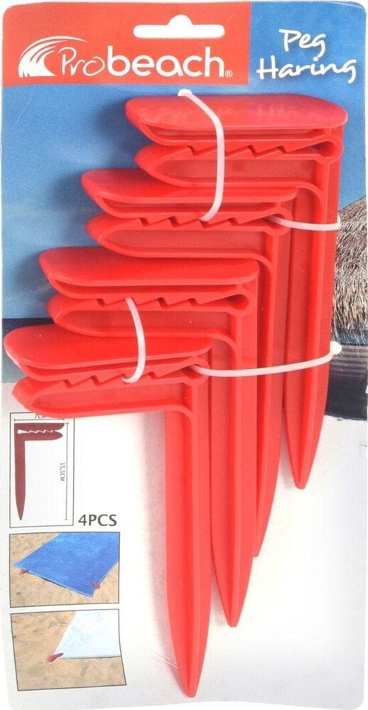 Victoria Sport ŚLEDZIE KLIPSY UCHWYTY DO RĘCZNIKA PLAŻOWEGO KOCA 4 SZT CZERWONE