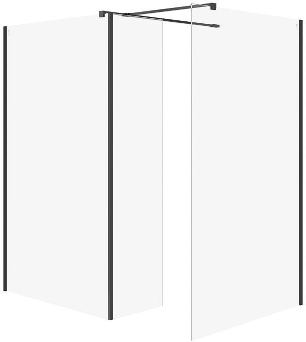 Cersanit (kabiny walk-in) SET B805: Kabina walk-in MILLE z ruchomą ścianką czarny 100x90x30x200 (S601-192)