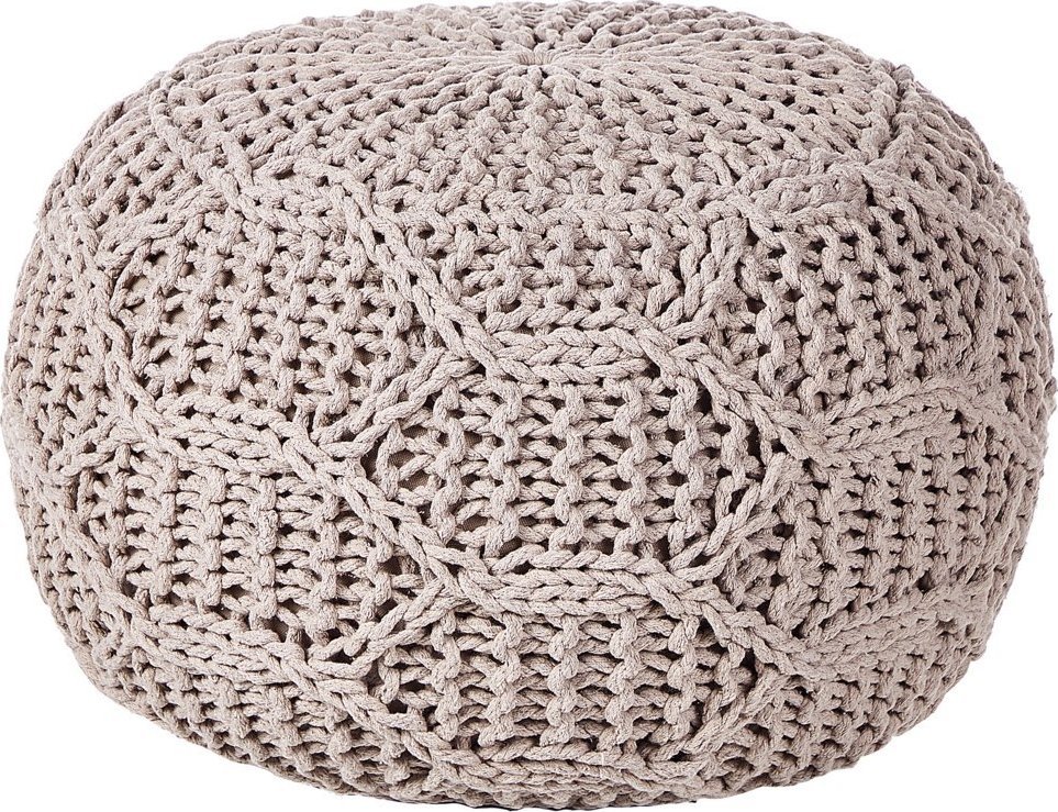 Beliani Puf makrama 50 x 35 cm beżowoszary TRIMAN