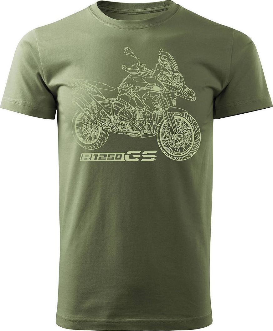 Topslang Koszulka motocyklowa z motocyklem na motor BMW GS 1250 ADVENTURE męska khaki REGULAR S