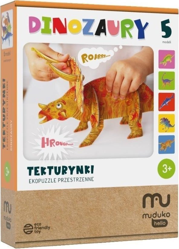 Muduko Tekturynki Ekopuzzle przestrzenne Dinozaury MUDUKO