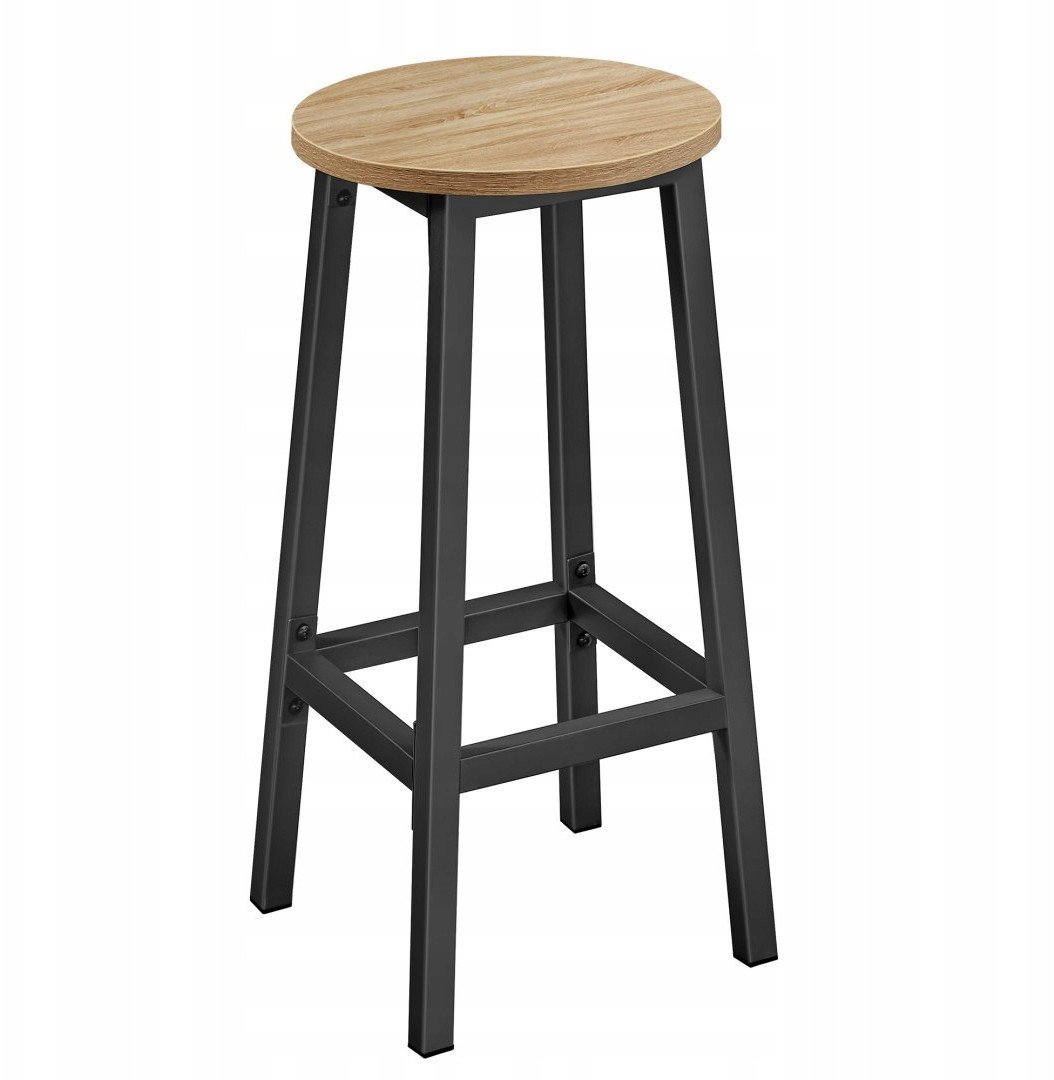 Taboret barowy - dąb sonoma / nogi czarne