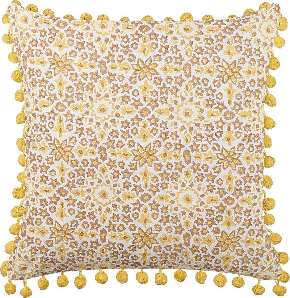 Beliani Bawełniana poduszka dekoracyjna w kwiaty wzór 45 x 45 cm żółta LYCROIS!