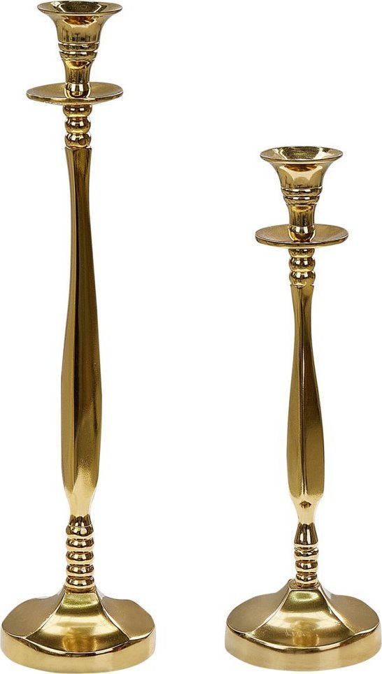 Beliani Zestaw 2 świeczników metalowy złoty DIKIRNIS