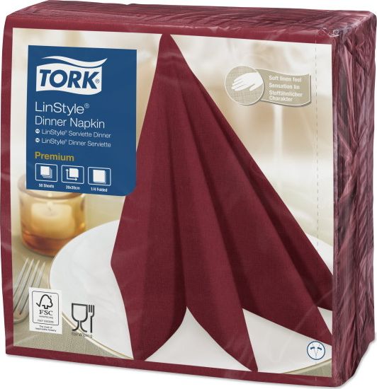 Tork Tork LinStyle - Serwetki obiadowe, premium - Bordowe