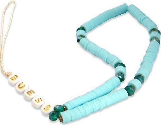 Guess Guess zawieszka GUSTPEARP Phone Strap niebieski/blue Heishi Beads
