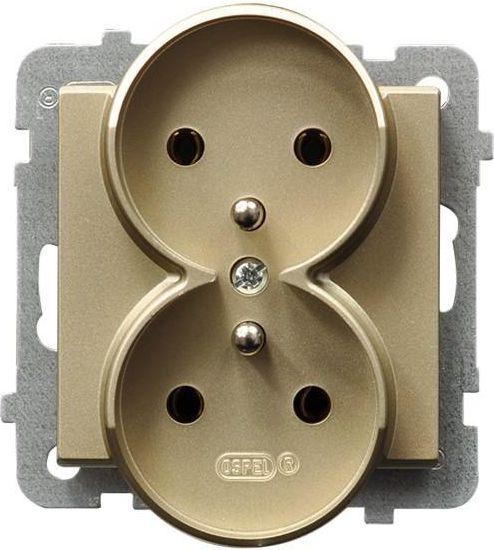 Ospel Gniazdo Sonata podwójne z uziemieniem szampański złoty (GP-2RRZ/m/39)