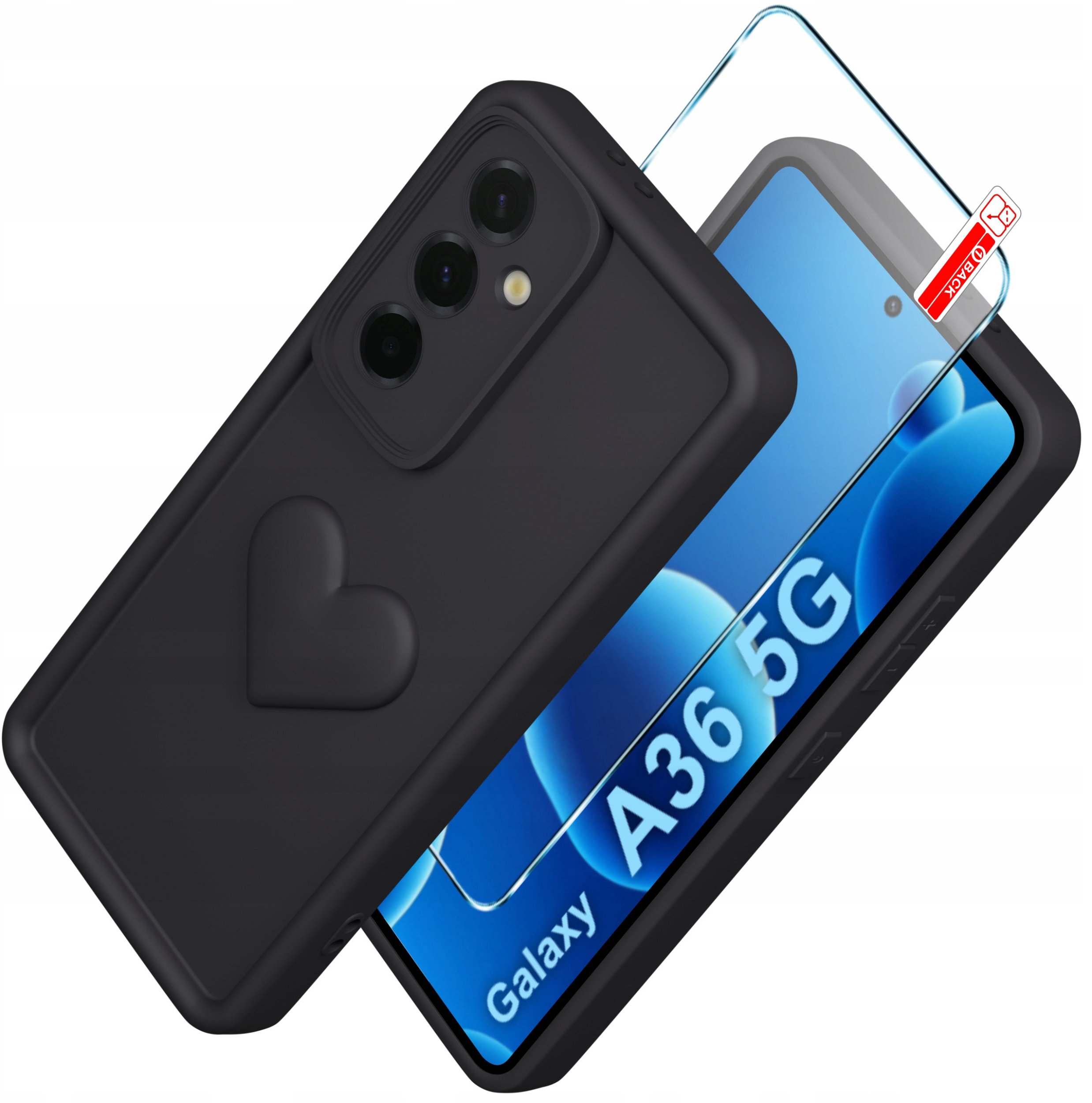Etui do Samsung A36 5G silikonowe MATOWE serce + Szkło ochronne 9H