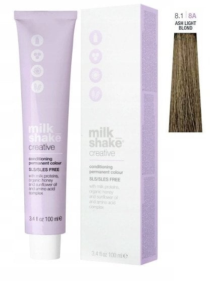 Milk Shake, Creative, SLS/SLES-Free, Permanent Hair Dye, 8.1 Ash Light Blond, 100 ml For Women