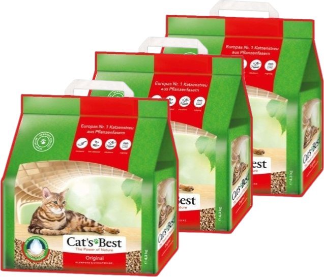 Żwirek dla kota Triton JRS Cats Best Eko Plus - Żwirek Drewniany Zbrylający 3x (10l / 4,3kg)