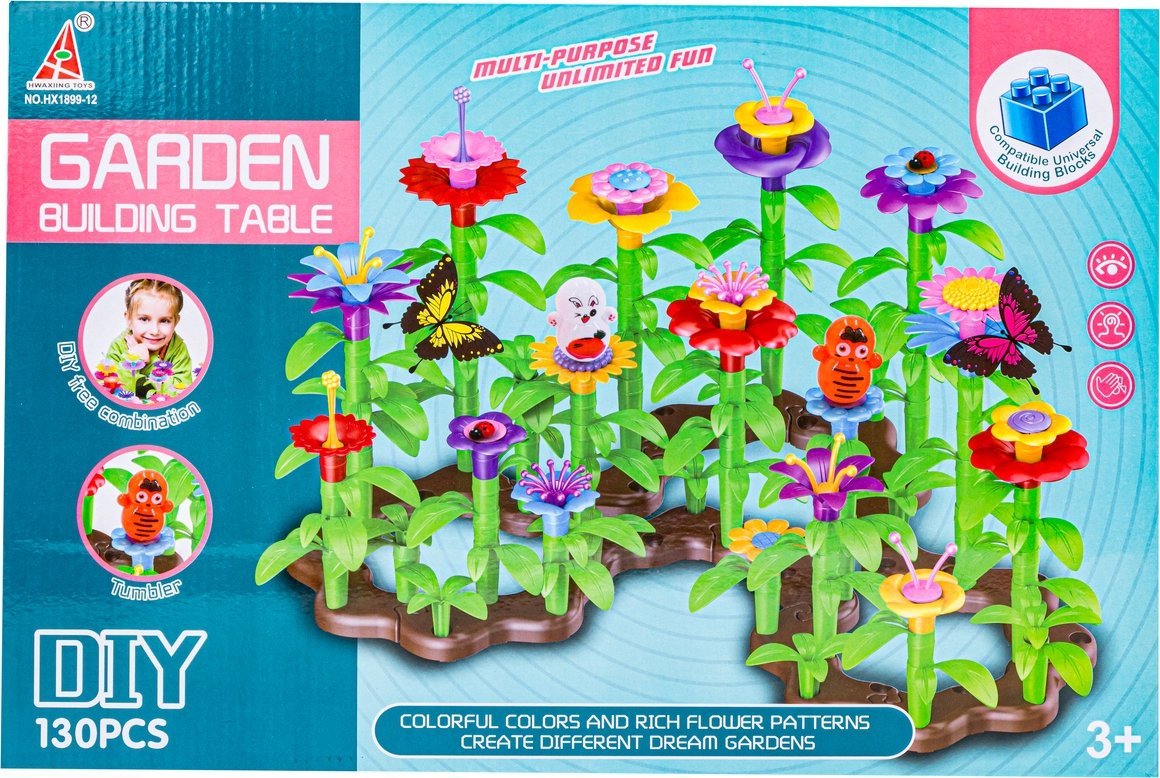 Klocki Konstrukcyjne Ogród Kwiatki , Zestaw Do Zbudowania Kwiatowej Kompozycji 130 El.
