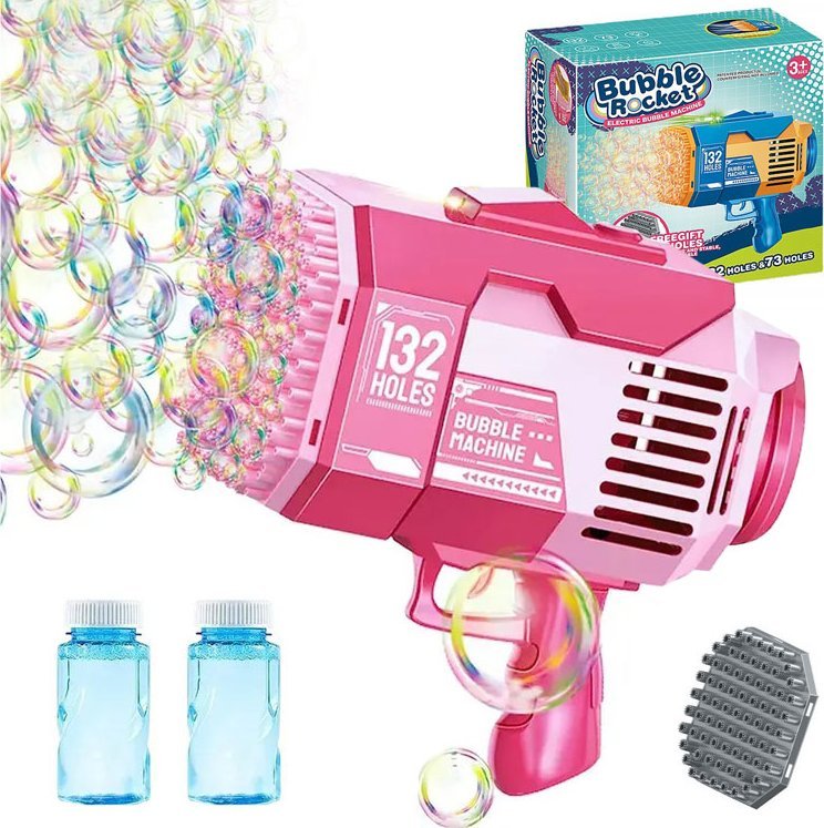 Pistolet Na Bańki Mydlane Bazooka Maszynka Wyrzutnia Do Baniek Nakładka 2W1