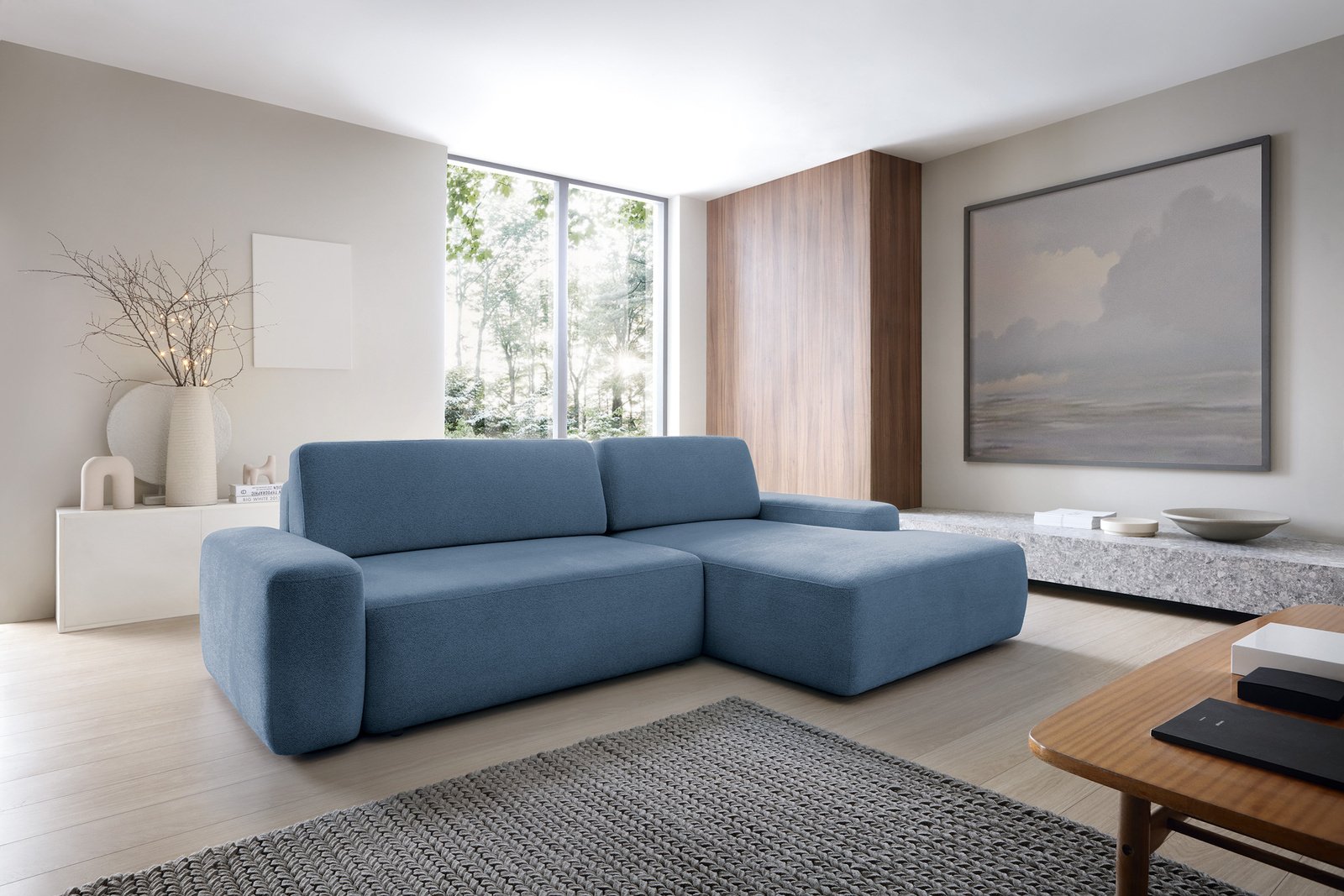 Narożnik OLMI M prawostronny Raven 86 granatowy ciemny niebieski styl soft