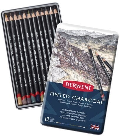 Derwent Tinted Charcoal pencil 12stk tin