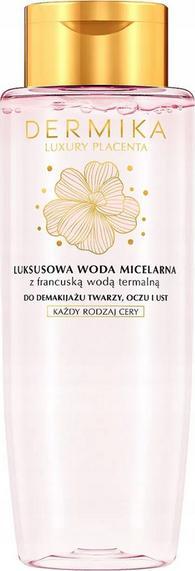 Dermika Luxury Placenta luksusowa woda micelarna do demakijażu twarzy oczu i ust Francuska Woda Termalna 400ml