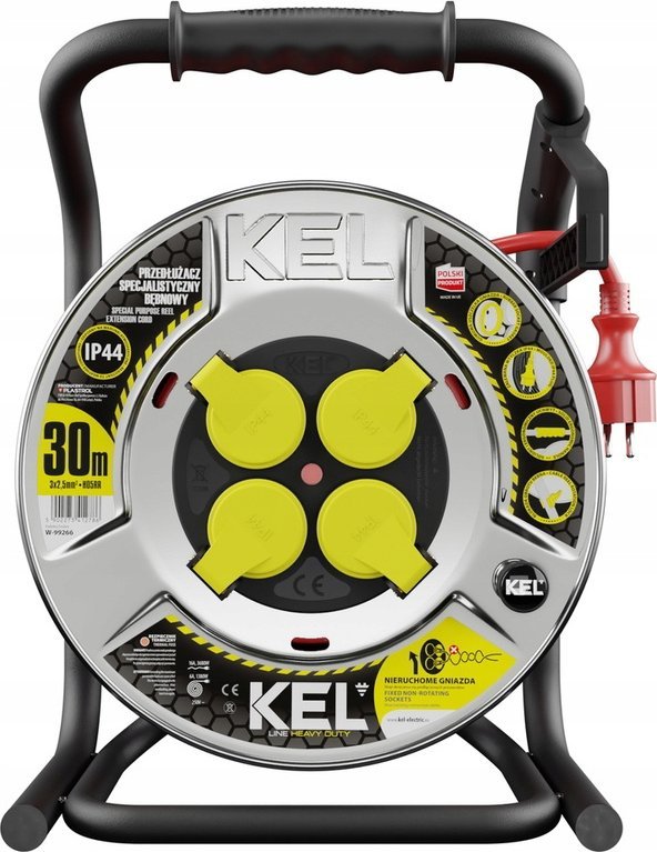 Przedłużacz bębnowy Plast-Rol 30 m 4 szt. gniazd czerwony