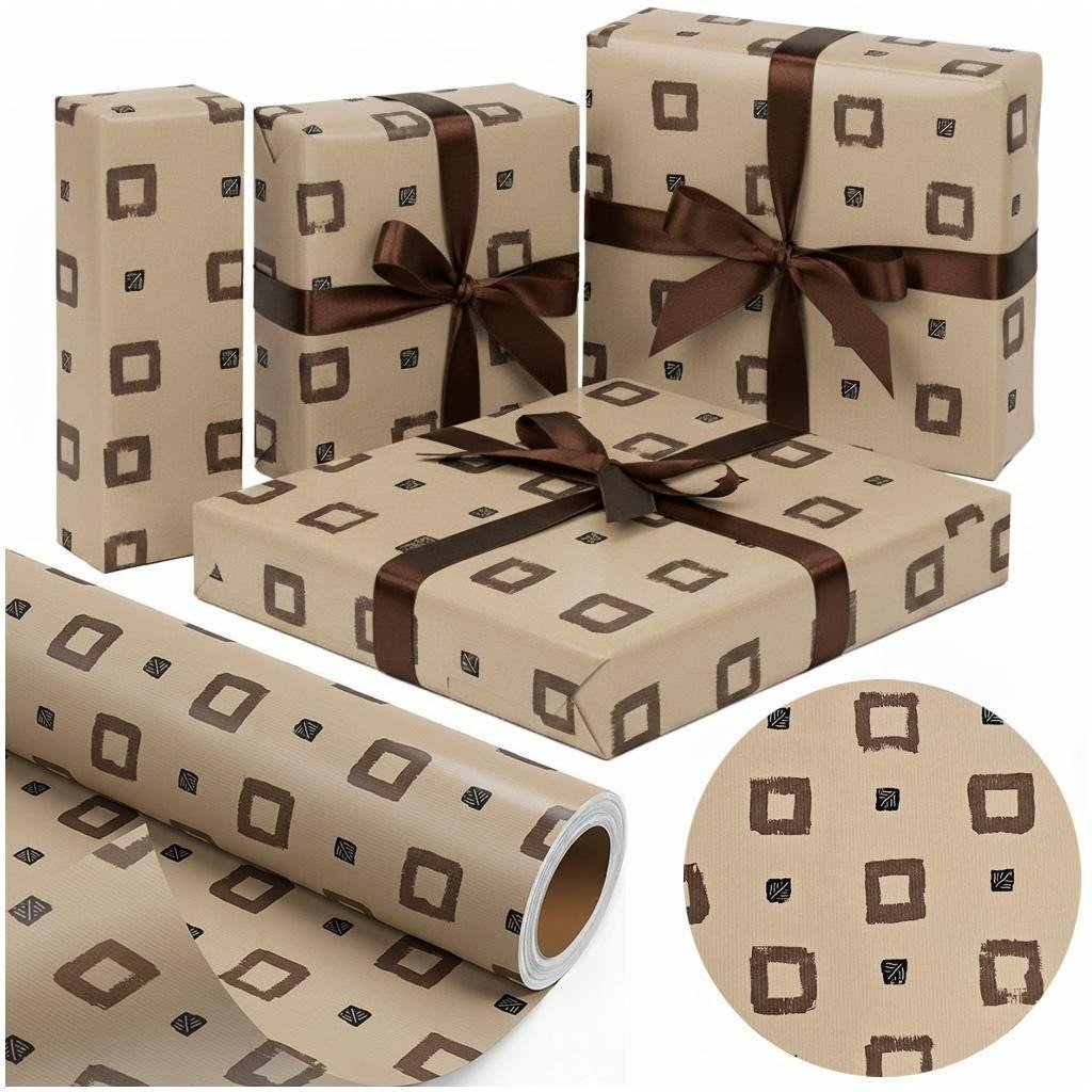 Papier ozdobny Kraftowe Kwadraty X-Strong 38cmx20m