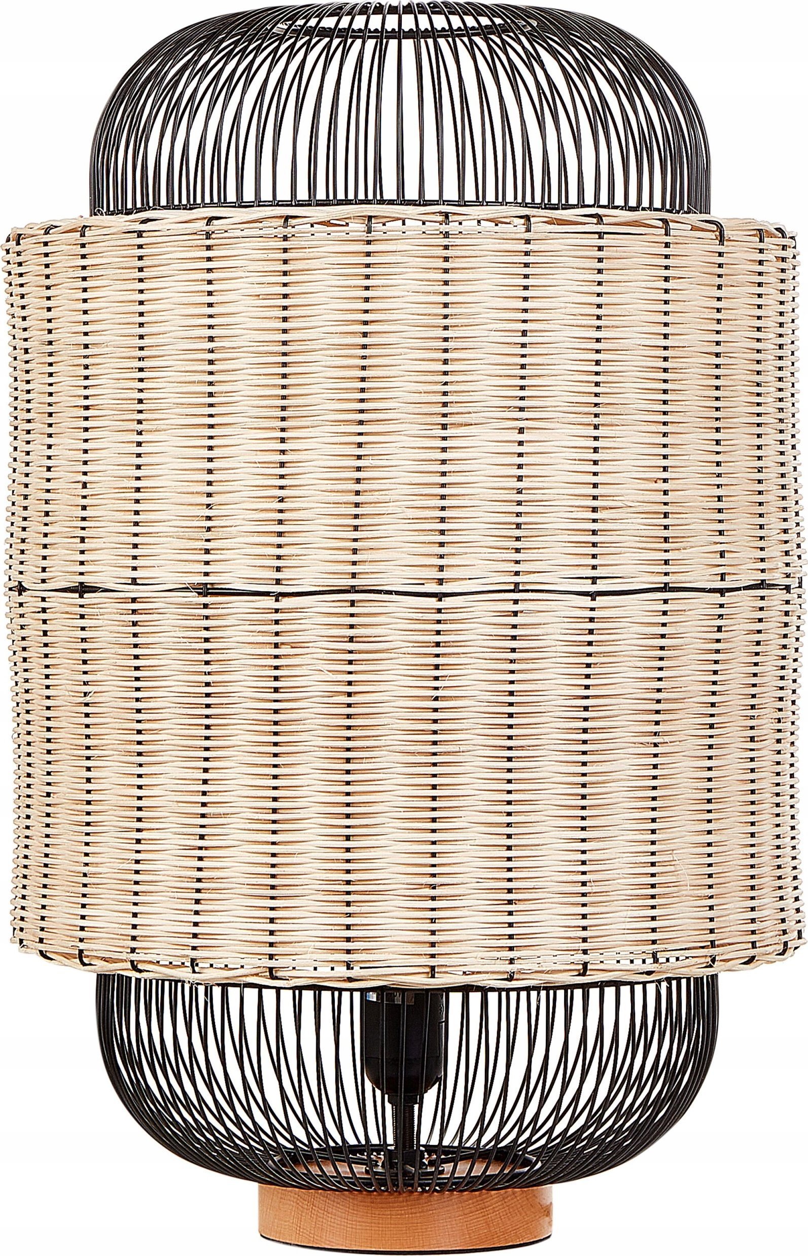 Lampa stołowa Beliani Lampa stołowa rattanowa naturalna z czarnym TANGANYIKA