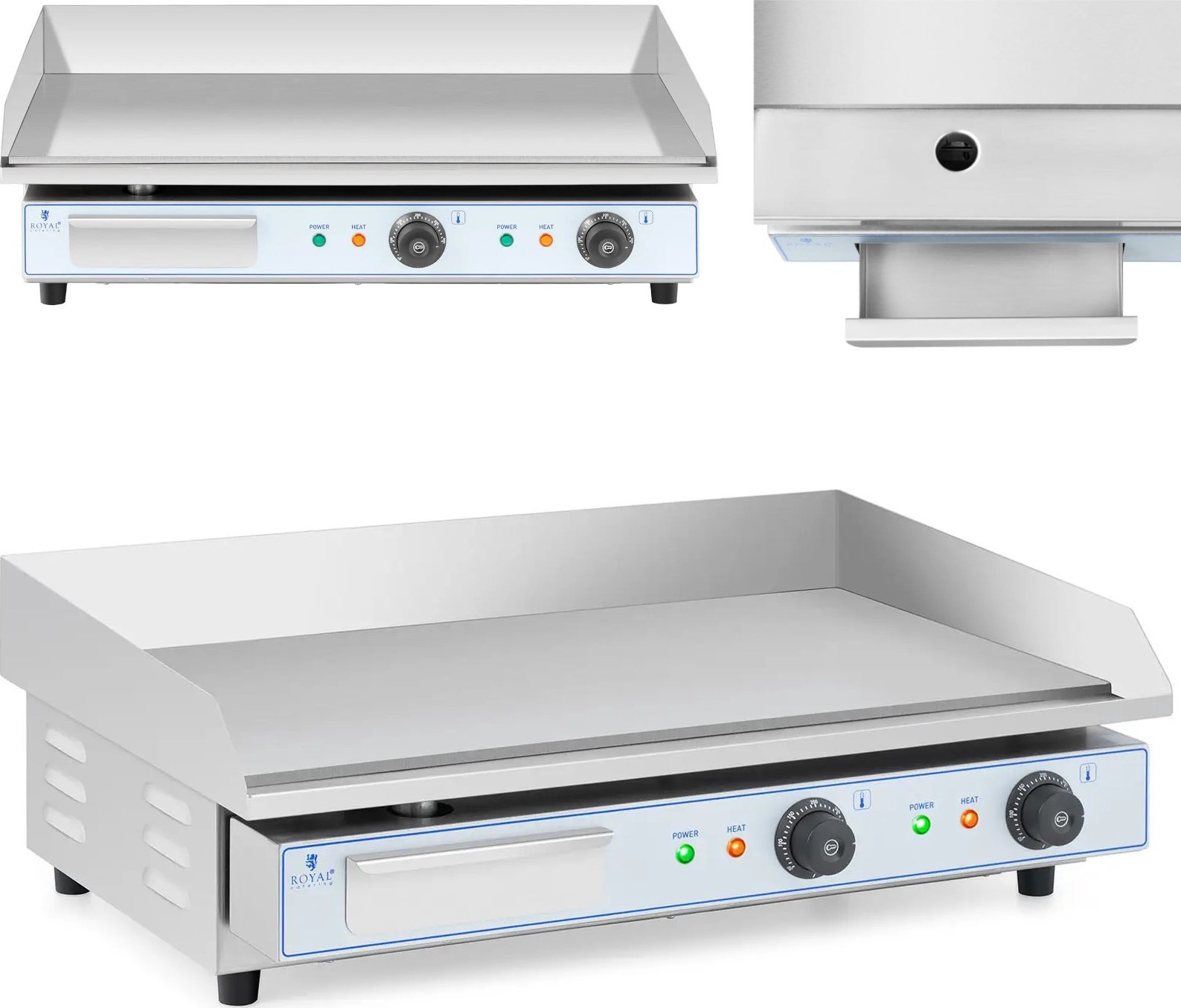 Royal Catering Grill płyta grillowa elektryczna podwójna gładka 730 x 400 mm 2 x 2200 W Grill płyta grillowa elektryczna podwójna gładka 730 x 400 mm