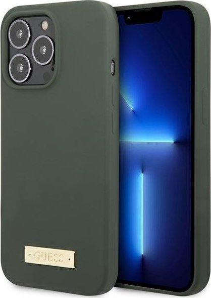 Guess Guess GUHMP13LSPLA iPhone 13 Pro / 13 6,1" zielony/khaki hard case Silicone Logo Plate MagSafe NoSize