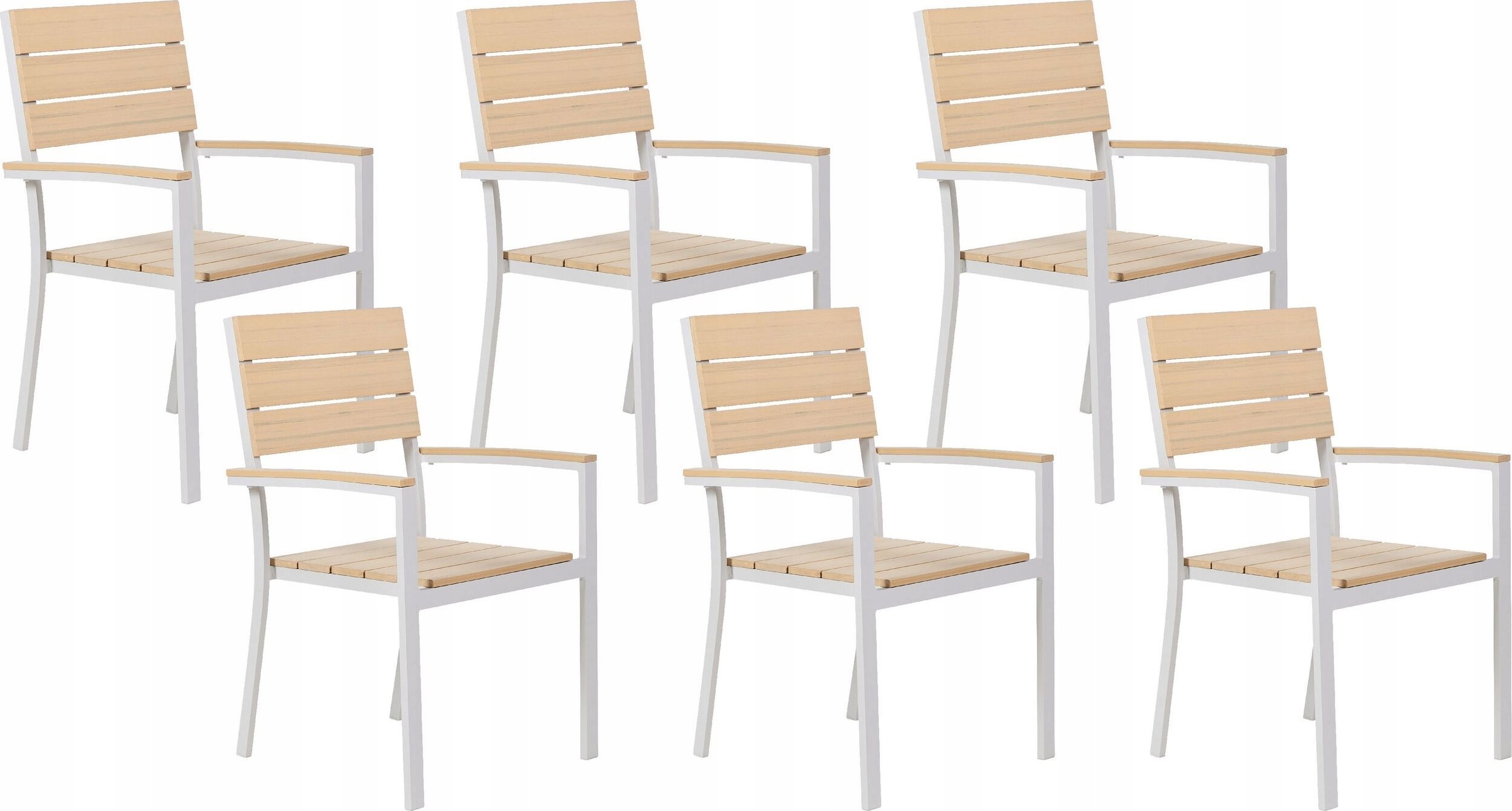 Beliani Zestaw 6 krzeseł ogrodowych beżowy COMO