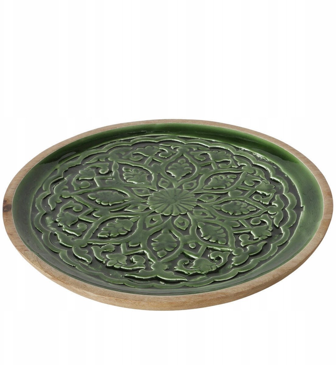 Drewniany talerz ze żłobionym wzorem GRELO, Ø 30 cm