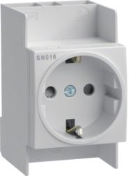 Hager Gniazdo modułowe Schuko 10/16A 250V AC na szynę I kl. izolowane (SN016)