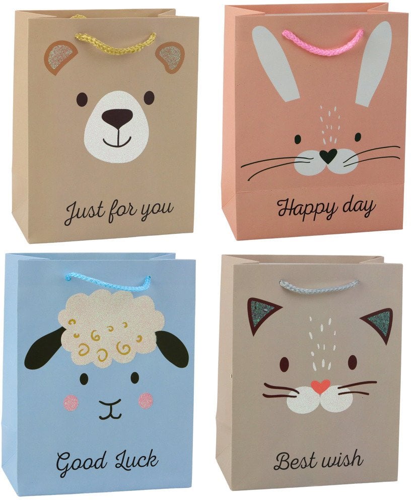 Torba Prezentowa Papierowa Zwierzęta Brokatowa 23 x 18 x 10,5 cm