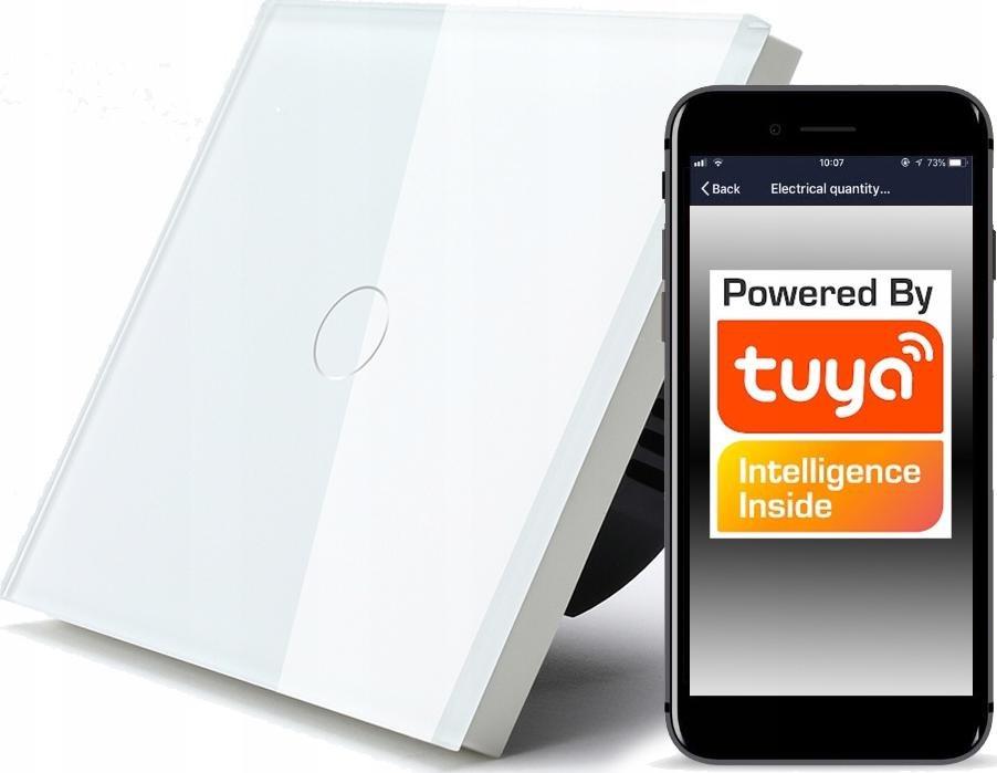 RTX Włącznik Dotykowy WiFi TUYA 1obw. biały #z N/bez N