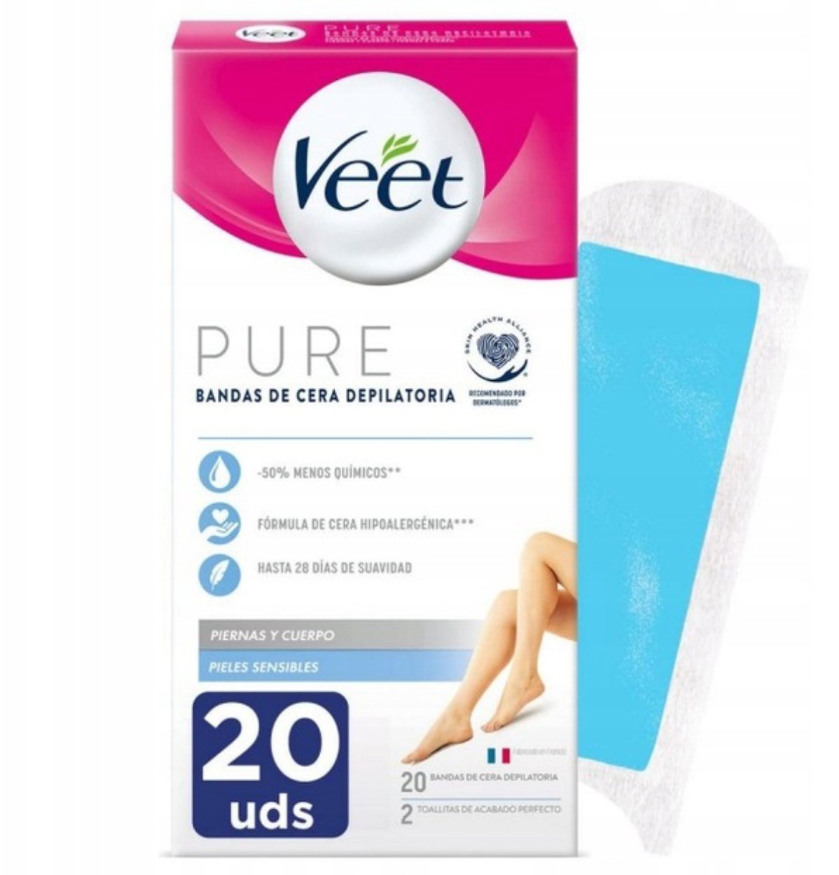 Depilator Honey Veet PURE Paski do depilacji woskiem Plastry do Depilacji Ciała dla Skóry wrażliwej 20szt