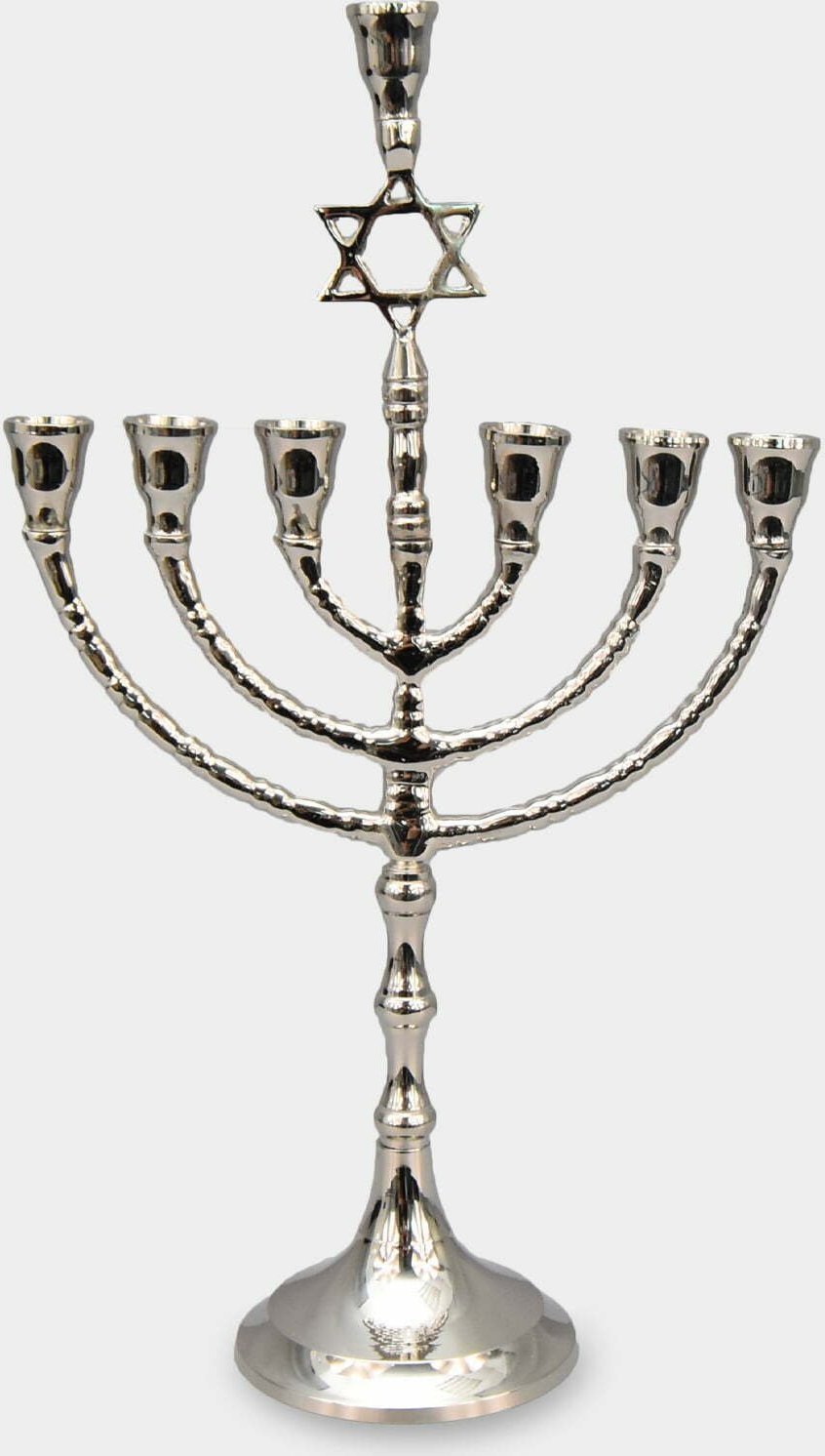 rzezbyzbrazu Świecznik Siedmioramienny Menora Judaistyczna z Gwiazdą Dawida Srebrna